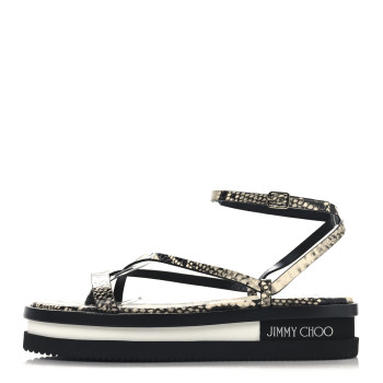 JIMMY CHOO Snake Embossed Pine Platform Sandals 38 Roccia