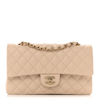 CHANEL Caviar Quilted Medium Double Flap Ecru