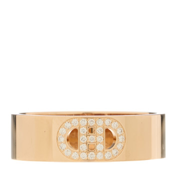 HERMES 18K Rose Gold Diamond PM H D'Ancre Ring 52 6