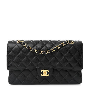 CHANEL Caviar Quilted Medium Double Flap Black