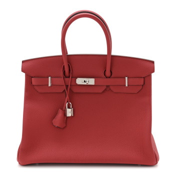 HERMES Togo Horseshoe Birkin 35 Rouge Garance Anemone