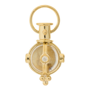 TEMPLE ST. CLAIR 18K Yellow Gold Diamond Rock Crystal XS Classic Round Amulet Pendant