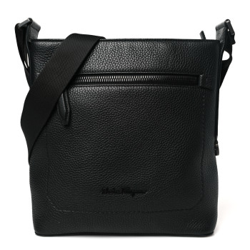 SALVATORE FERRAGAMO Calfskin Firenze Crossbody Bag Black