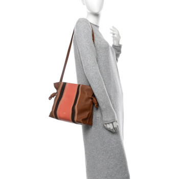LOEWE Nappa Calfskin Suede Medium Flamenco Landscape Knot Clutch Pecan Parrot Pink