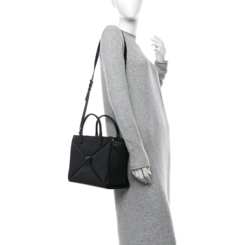 VALENTINO GARAVANI Nappa Monochrome Medium One Stud Handbag Black