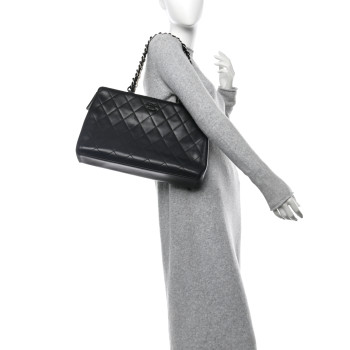 CHANEL Lambskin Bekko Chain Large Shoulder Bag Black