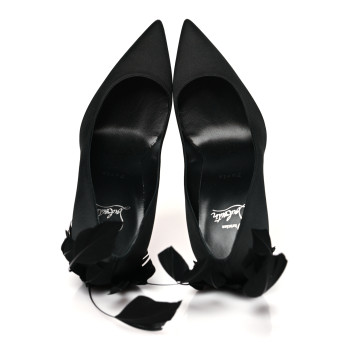 CHRISTIAN LOUBOUTIN Crepe Satin Kate Plume 100 Pumps 41 Black