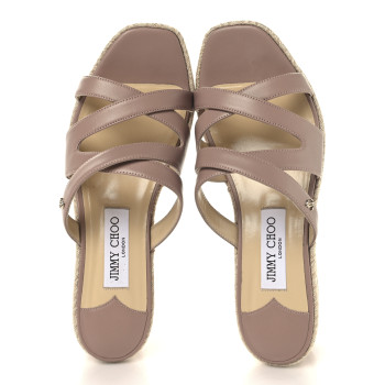 JIMMY CHOO Nappa Rayah 60 Wedge Sandals 37 Ballet Pink