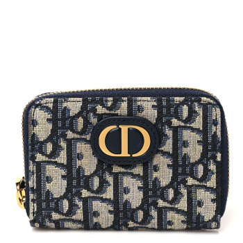 CHRISTIAN DIOR Oblique 30 Montaigne Voyageur Coin Purse Blue
