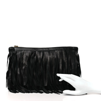 PRADA Nappa Fringe Clutch Black