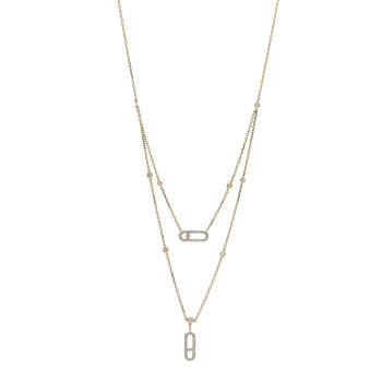 MESSIKA 18K Yellow Gold Diamond Move Uno 2 Rows Pave Necklace