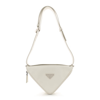 PRADA Saffiano Triangle Shoulder Belt Bag White