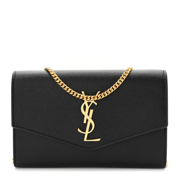 SAINT LAURENT Grain de Poudre Uptown Chain Wallet Black