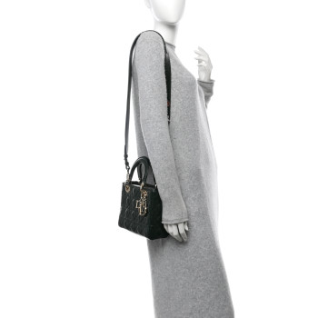CHRISTIAN DIOR Crinkled Patent Cannage Small Lucky Badges My Lady Dior Dark Green