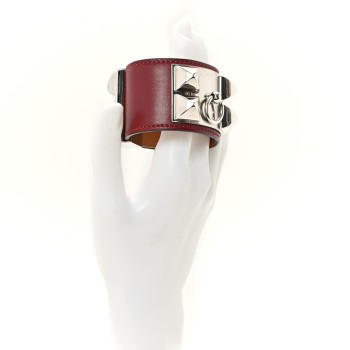 HERMES Box Collier De Chien CDC Bracelet S Rouge H