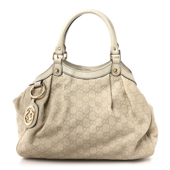 GUCCI Guccissima Medium Sukey Tote Mystic White