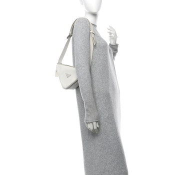PRADA Saffiano Triangle Shoulder Belt Bag White