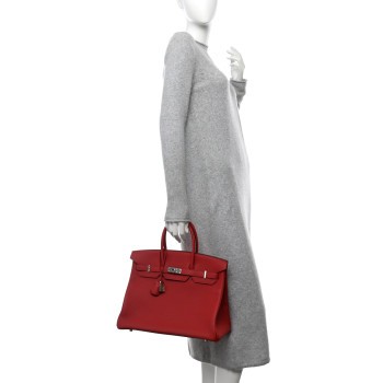 HERMES Togo Horseshoe Birkin 35 Rouge Garance Anemone