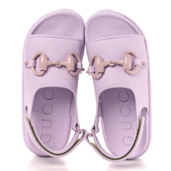 GUCCI Soft Rubber Horsebit Touch Womens Strapped Sandals 36 Talc Pink