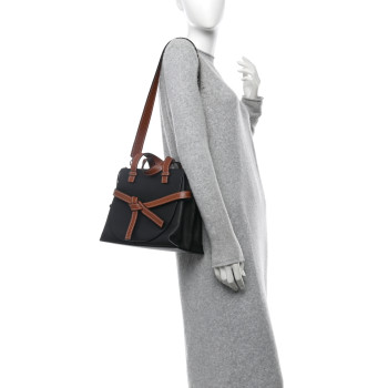 LOEWE Calfskin Small Gate Tote Pecan Black