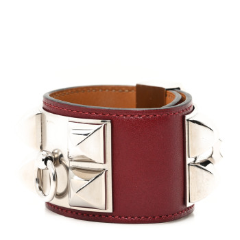 HERMES Box Collier De Chien CDC Bracelet S Rouge H