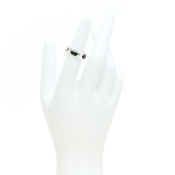 TIFFANY Sterling Silver Enamel Signature X Ring 48 4.5 Black