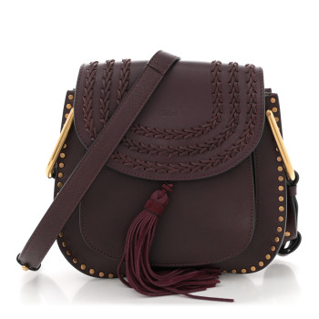 CHLOE Calfskin Braided Small Hudson Shoulder Bag Sienna Red