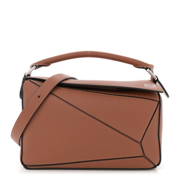 LOEWE Grained Calfskin Small Puzzle Bag Tan
