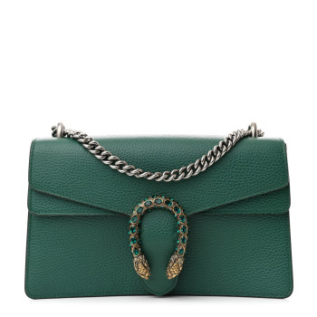 GUCCI Dollar Calfskin Crystal Small Dionysus Shoulder Bag Emerald