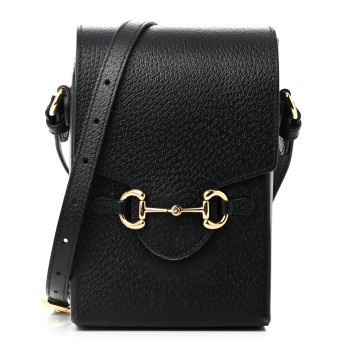 GUCCI Dollar Calfskin Vertical Horsebit 1955 Crossbody Bag Black