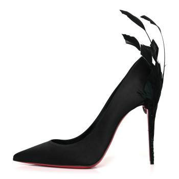 CHRISTIAN LOUBOUTIN Crepe Satin Kate Plume 100 Pumps 41 Black