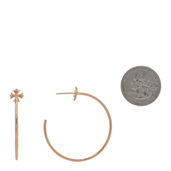 CHROME HEARTS 22K Yellow Gold Cross Hoop Earrings