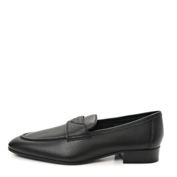 CHANEL Lambskin Mens Stitched CC Loafers 42 Black