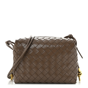 BOTTEGA VENETA Patent Nappa Intrecciato Knot Small Loop Camera Bag Pinecone