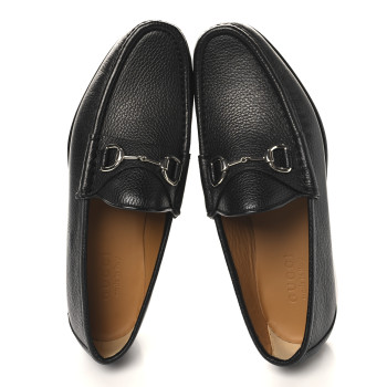 GUCCI Road Calfskin Mens Horsebit Loafers 8.5 Black