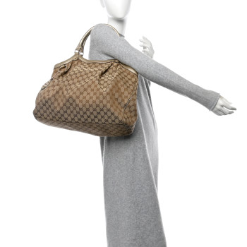 GUCCI Metallic Monogram Large Sukey Tote Champagne