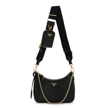 PRADA Saffiano Lux Re-Edition 2005 Shoulder Bag Black