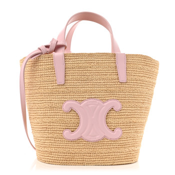 CELINE Raffia Calfskin Triomphe Teen Panier Pink