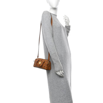 MCM Visetos Mini Boston Bag Cognac