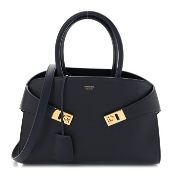 SALVATORE FERRAGAMO Calfskin Small Hug Bag Midnight