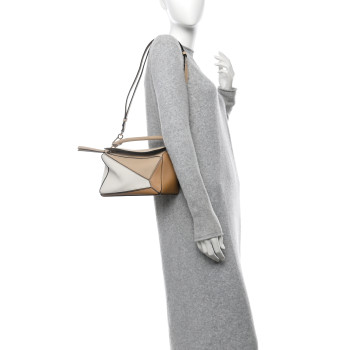 LOEWE Calfskin Small Puzzle Bag Dusty Beige Soft White