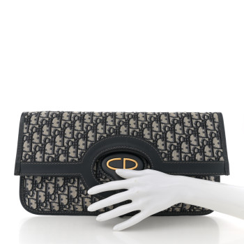 CHRISTIAN DIOR Oblique Fold Over Clutch Blue