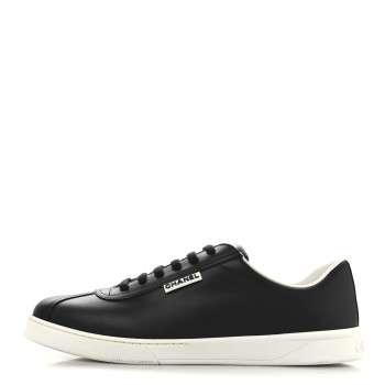 CHANEL Calfskin CC Mens Sneakers 44 Black