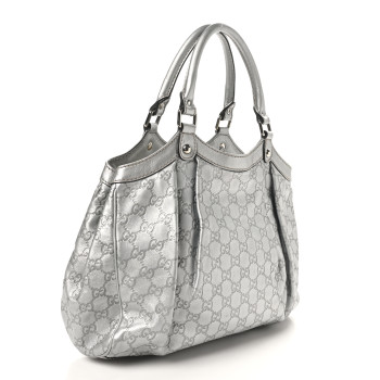 GUCCI Guccissima Medium Sukey Tote Silver