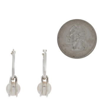 TIFFANY Sterling Silver Cultured Pearl HardWear Hoop Earrings