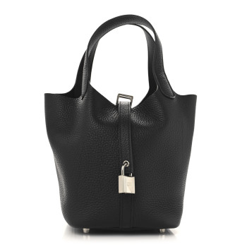 HERMES Taurillon Clemence Picotin Lock 18 PM Black