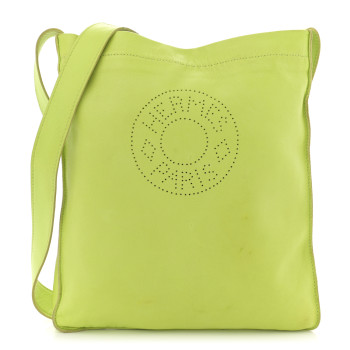 HERMES Lambskin Clou De Selle Pouch Kiwi