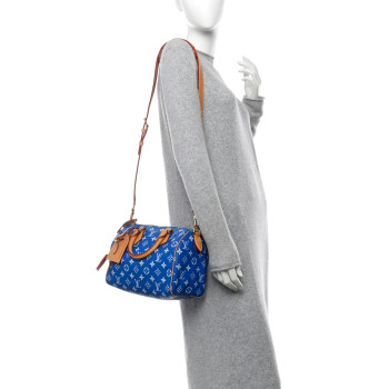 LOUIS VUITTON Calfskin Monogram Speedy P9 Bandouliere 25 Blue