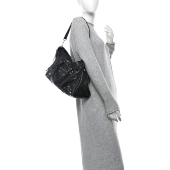 BALENCIAGA Agneau Giant 12 Silver Hardware City Black