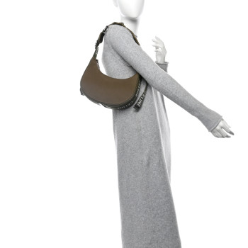 CELINE Cotton Gabardine Medium Ava Trekking Shoulder Bag Khaki